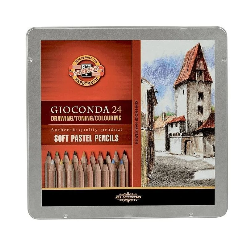 Pastelové kriedy v ceruzke Gioconda 8828, 24 ks Plechové puzdro