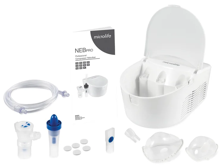 MICROLIFE INHALÁTOR NEB PRO 2v1 "Poškodený obal" 1×1 set, inhalátor a nosová voda, produkt s poškodeným obalom