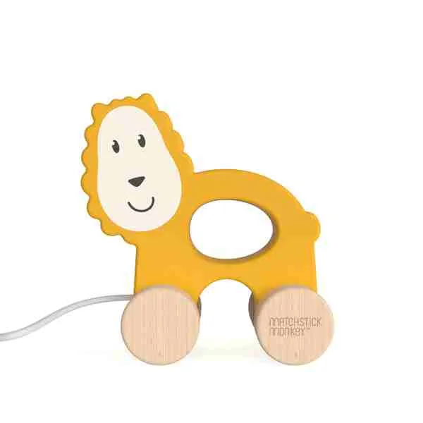 Matchstick Monkey Drevená ťahacia hračka - lev 1×1 ks, drevená hračka