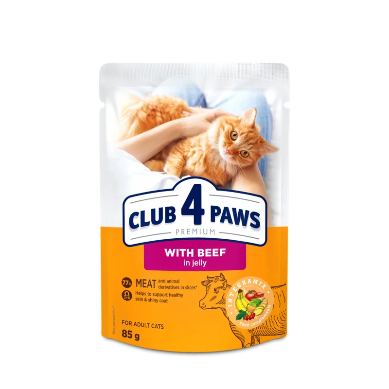 CLUB 4 PAWS Premium S hovädzím mäsom v želé 85 g (2565)