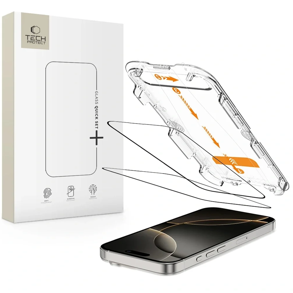 Tech-Protect Quick Set 2x ochranné sklo na iPhone 16 Pro Max, čierne