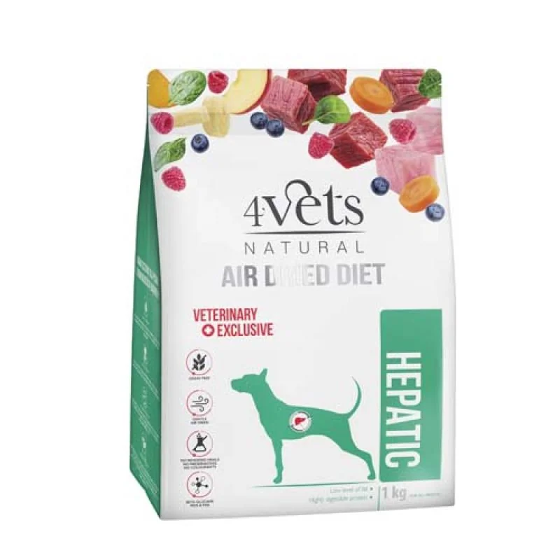 4Vets AIR DRIED NATURAL VETERINARY EXCLUSIVE HEPATIC 1kg sušené krmivo pre psov s ochoreniami pečene