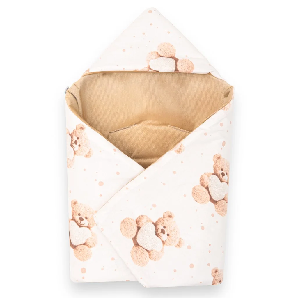 Zateplená zavinovačka do autosedačky New Baby Love Teddy Bear beige