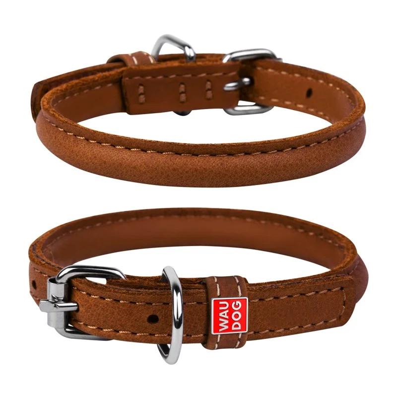 Okrúhly kožený obojok Soft hnedý, Obvod krku: 45-53cm, šírka obojku: 13mm