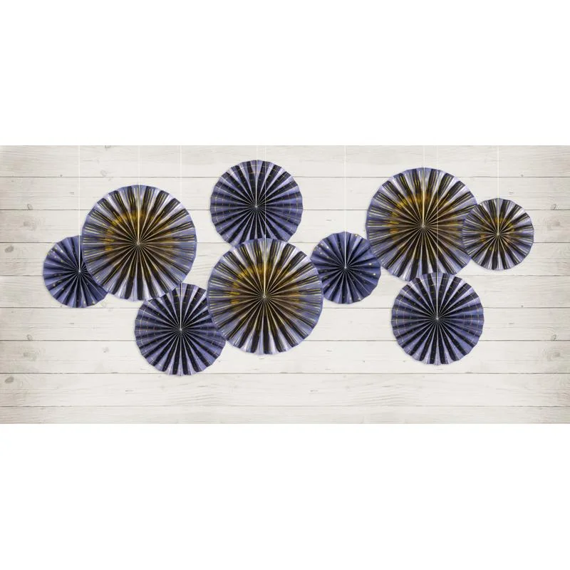 PartyDeco Rozetky tmavomodro-zlaté 40x32x23cm 4ks