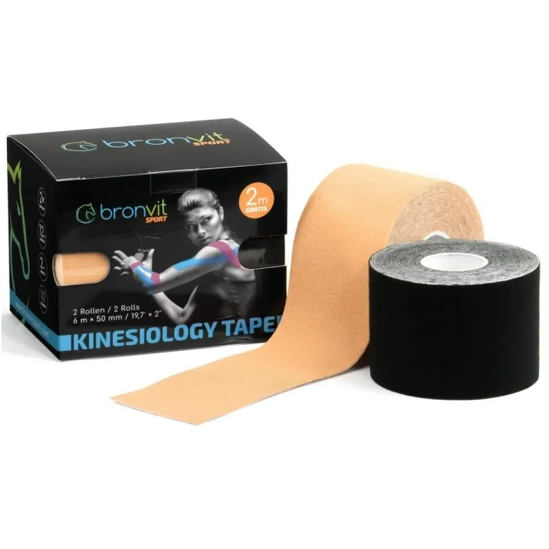 BronVit Sport Kinesio Tape classic set čierna + béžová 2 x 5cm x 6m 1×2 ks, kinesiologický tejp