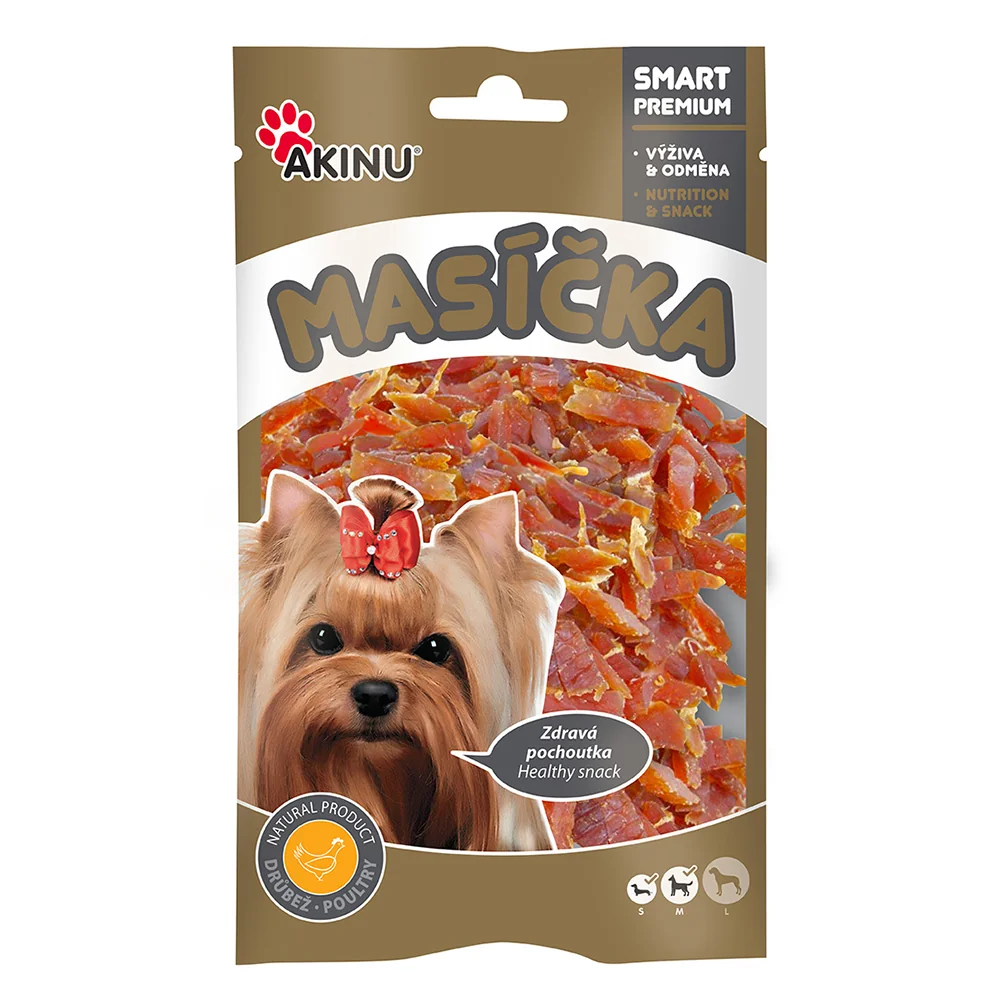Akinu MASÍČKA Kuracie prúžky pre psov 8 x 75 g