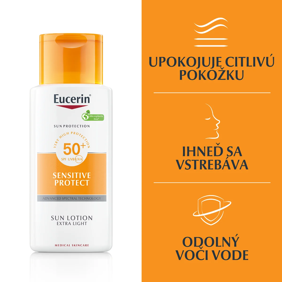 Eucerin SUN SENSITIVE PROTECT SPF 50+ Mlieko extra ľahké, telové mlieko na opaľovanie (inov.23) 1x150 ml