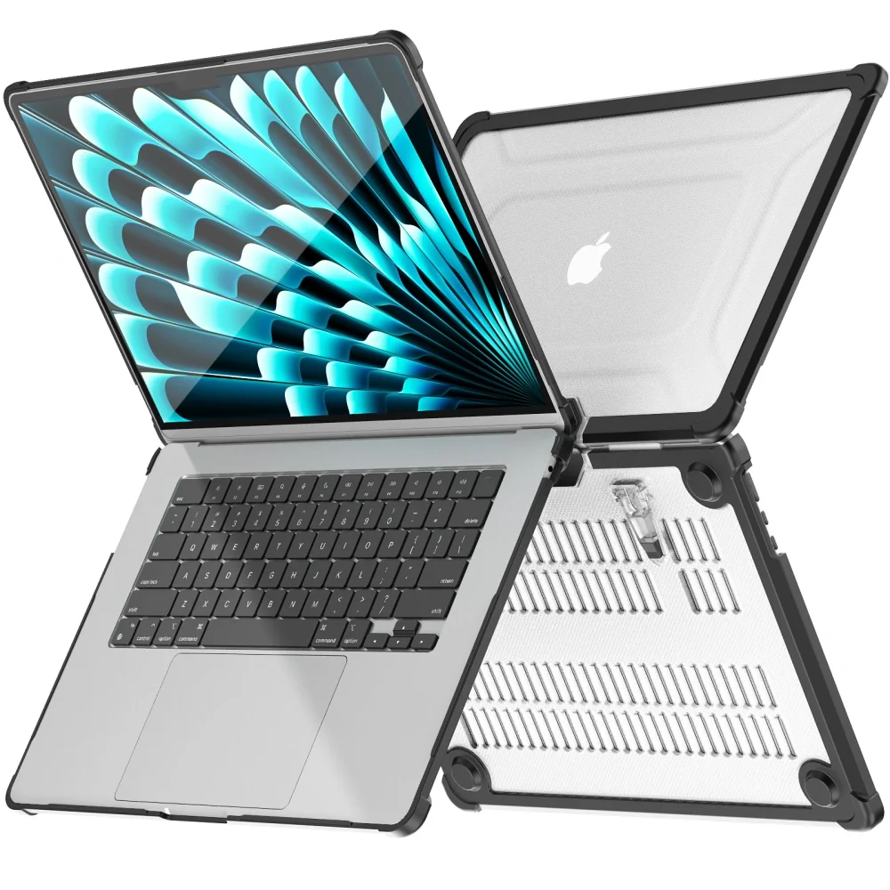 Tech-Protect Smartshell Pro kryt na MacBook Air 15 M2 / M3 / M4 / 2023 -2025, čierny/priesvitný