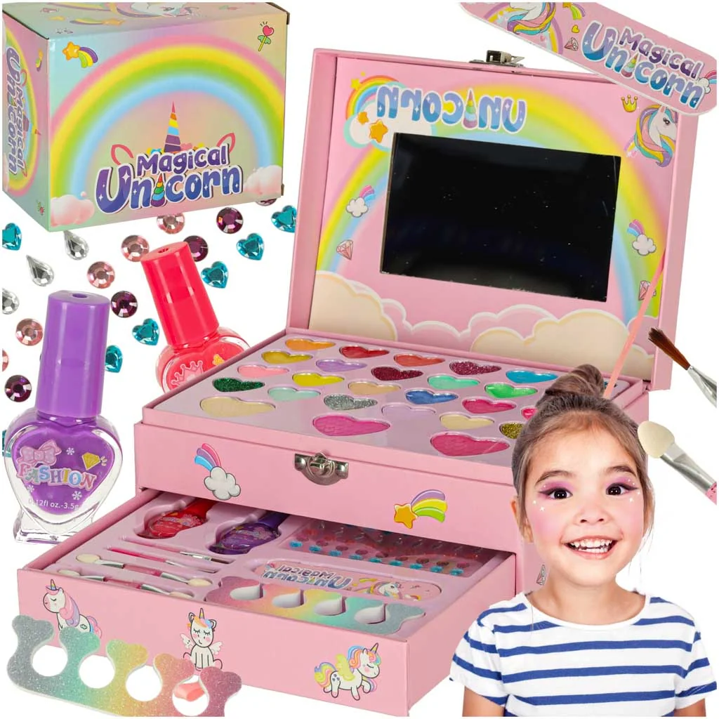Kufrík make up a nechty jednorožec 24 tieňov 2 laky sada pre deti