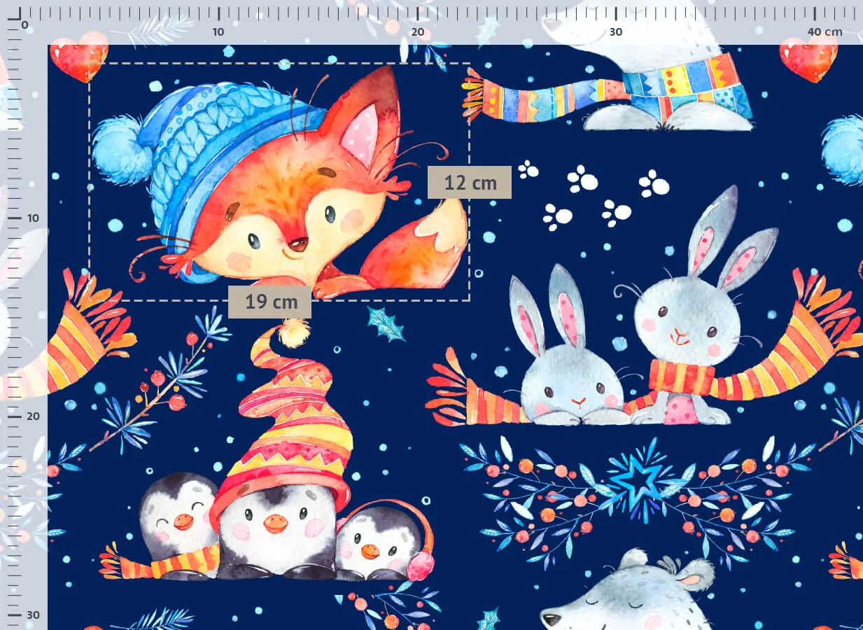 Baby Nellys Rukávnik ku kočíka PREMIUM, Winter friends, granatový 