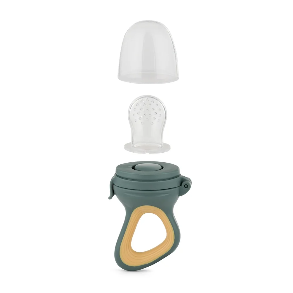 PETITE&MARS Cumlík silikónový na kŕmenie Fruzi Green&Ochre 6m+ 1x1 ks