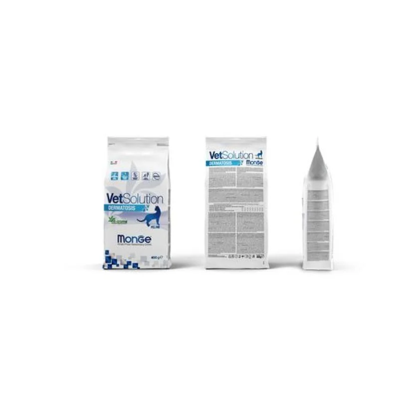 MONGE VetSolution Cat Dermatosis 400g diétne suché krmivo pre mačky na podporu funkcie pokožky pri dermatóze