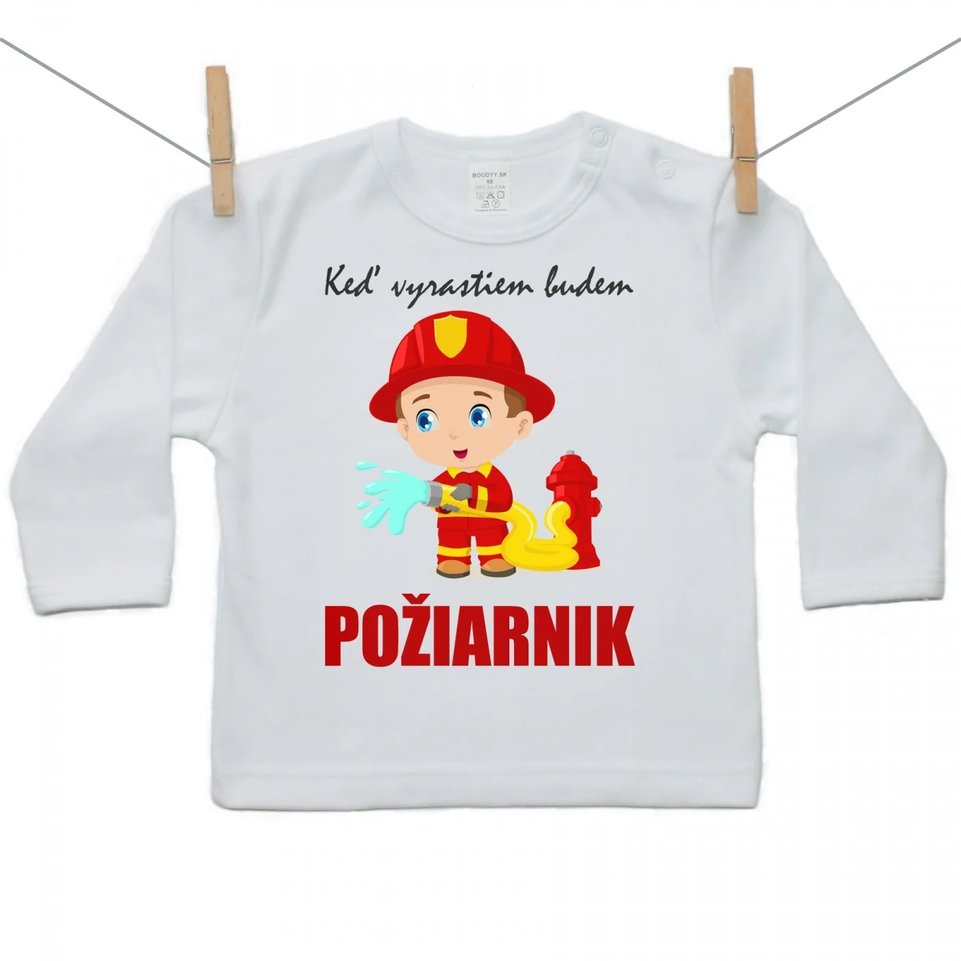 Boodyy Tričko s dlhým rukávom Keď vyrastiem budem požiarnik Veľkosť: 98