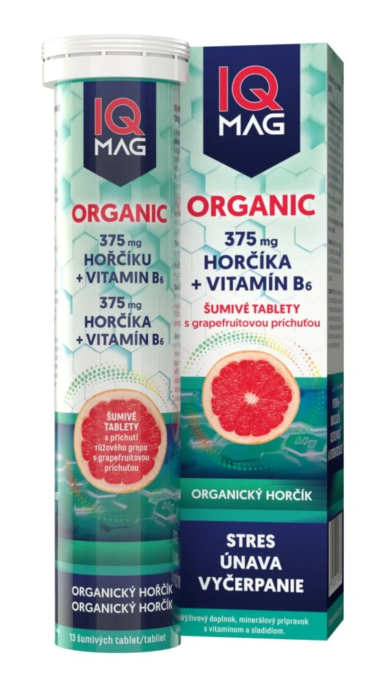 IQ Mag ORGANIC Mg+B6 šumivé tablety 1×13 tbl, výživový doplnok