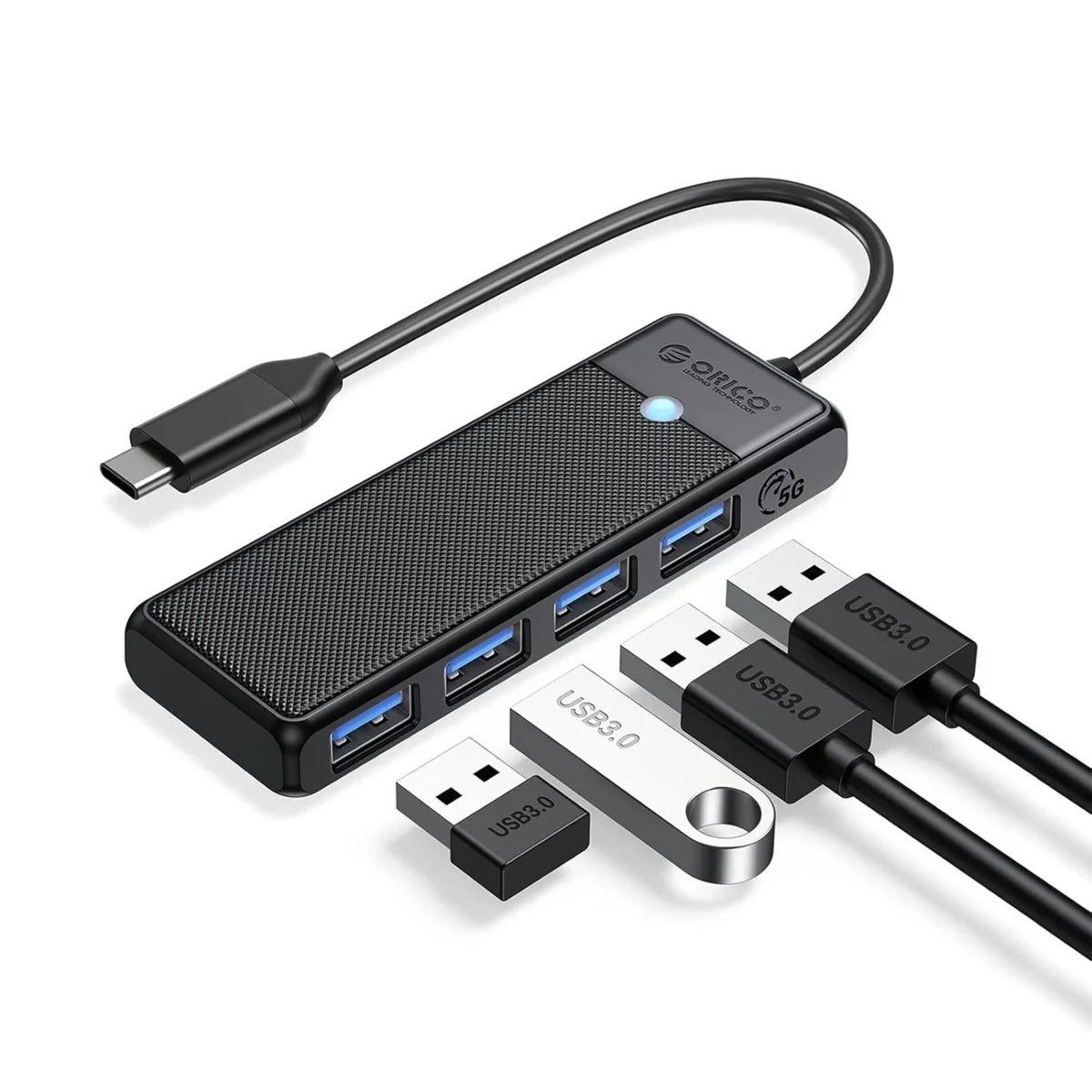 Orico PAPW4A-C3 USB-C HUB adaptér 4x USB 3.0 0.15m, čierny
