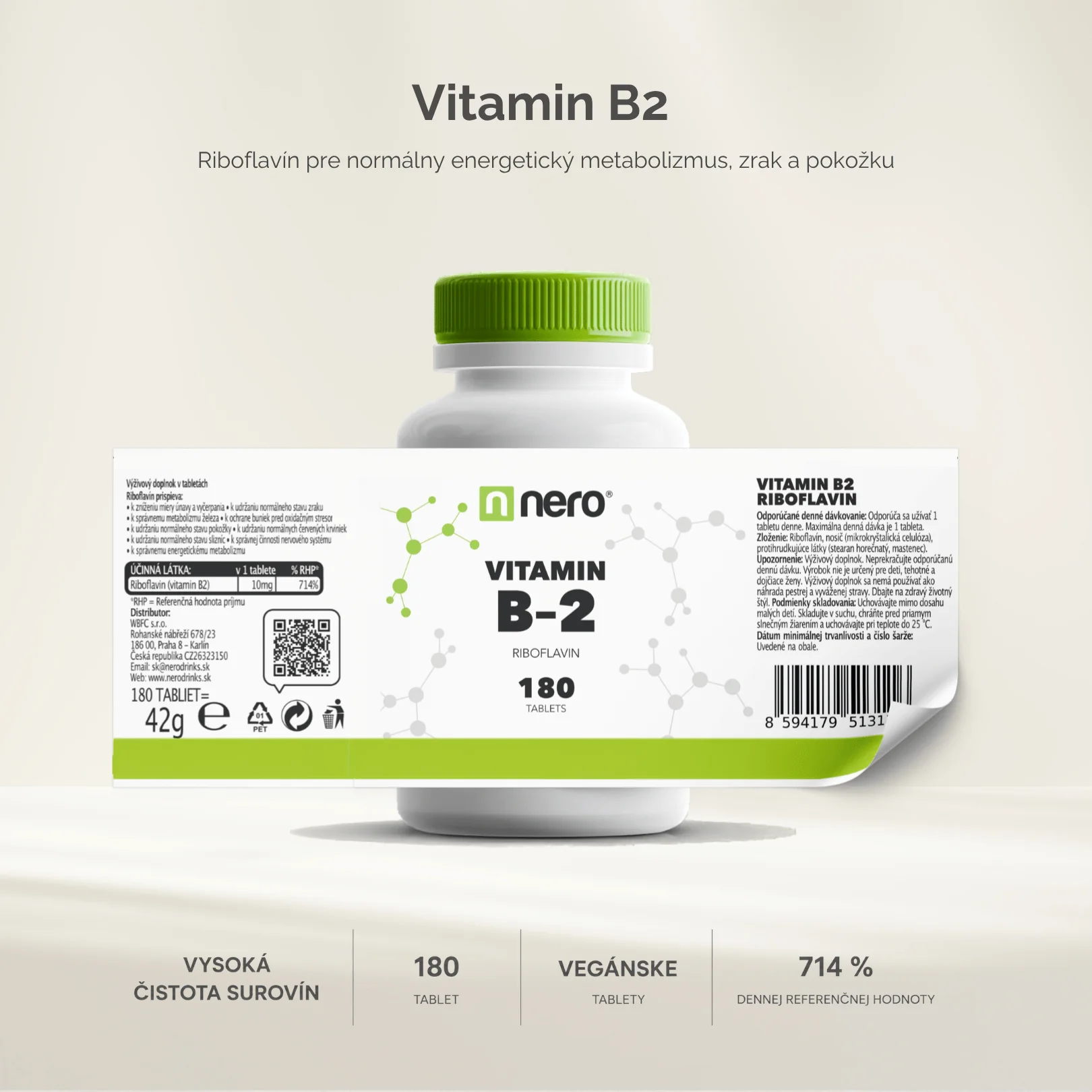 NERO Vitamin B2 RYBOFLAVIN 10 mg 180 tabliet