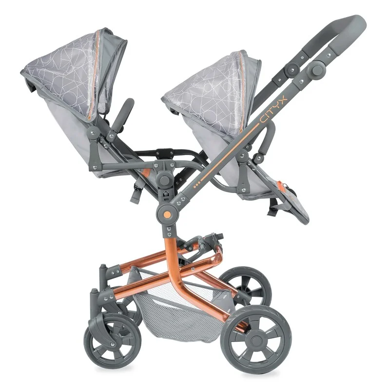 DECUEVAS TOYS - 90877 Skladací kočík pre dvojčatá bábiky s batôžkom CITY X - 91 cm