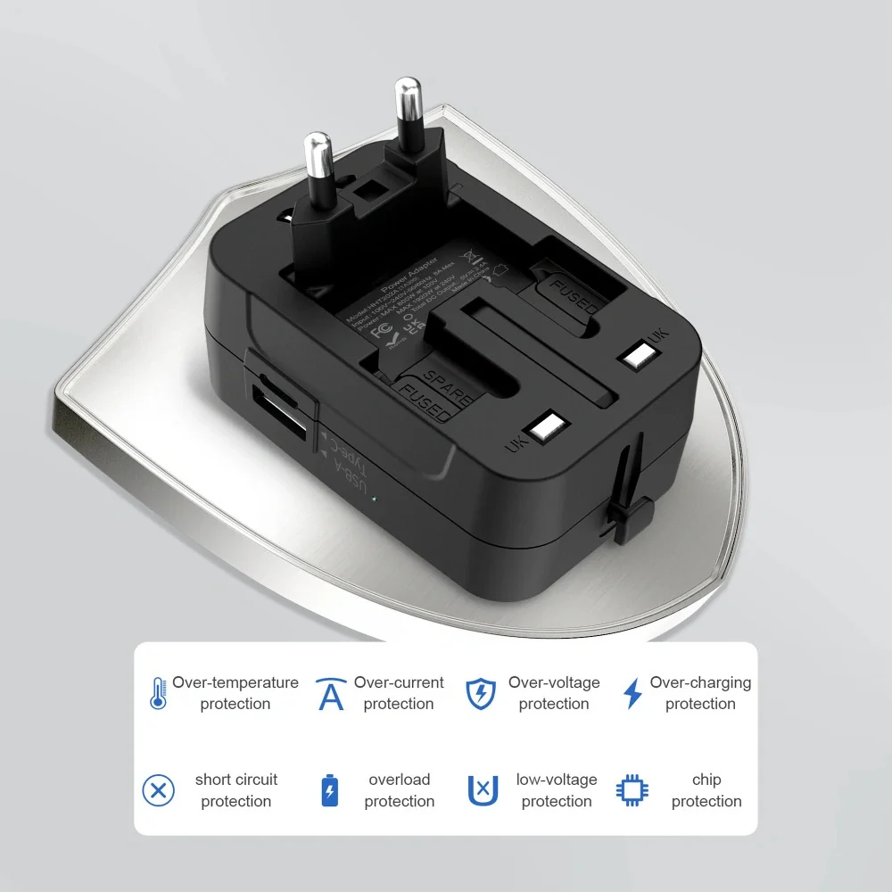 Tech-Protect TA300 cestovná nabíjačka EU / UK / US / AU 800–1920W, čierna rna