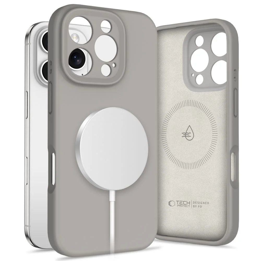 Tech-Protect Liquid Silicone MagSafe kryt na iPhone 16 Pro Max, sivý