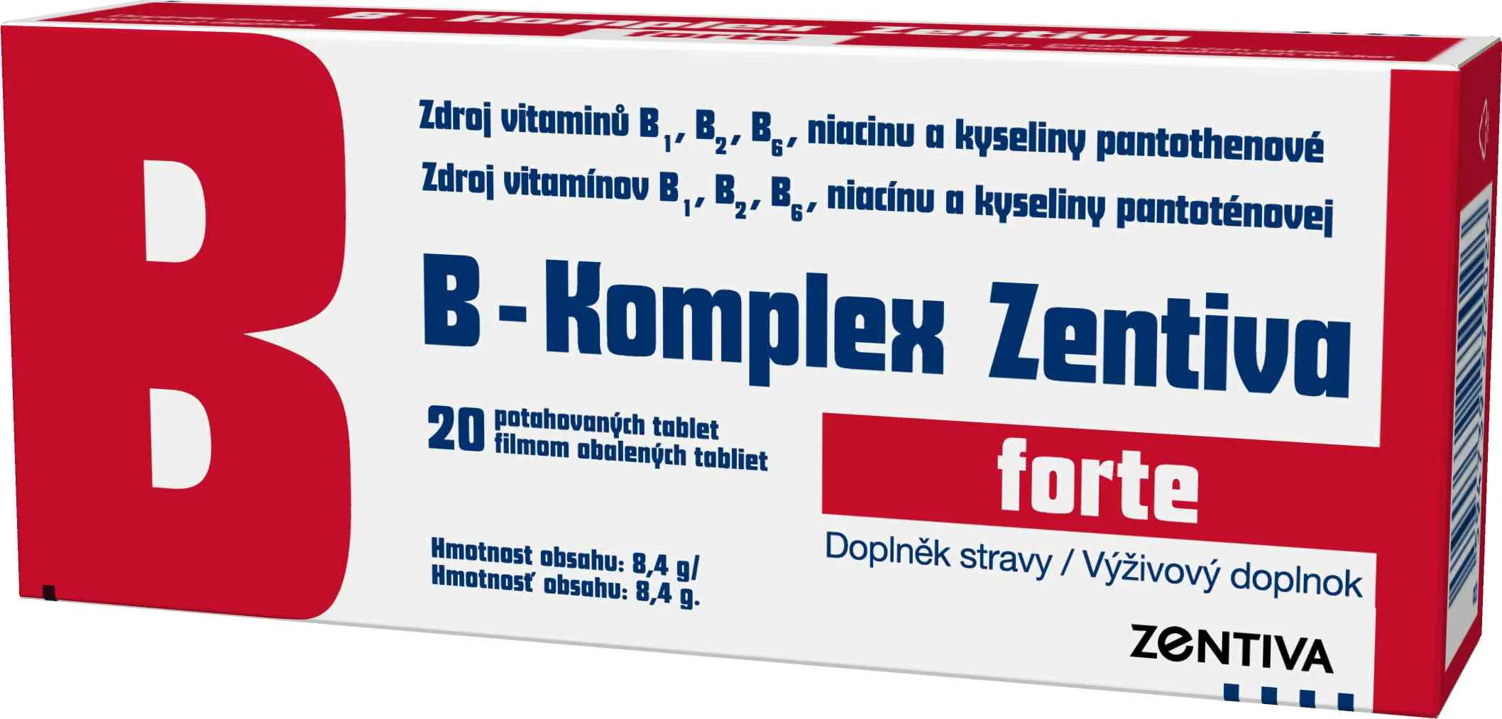 B-Komplex Zentiva forte 20 tbl 1×20 tbl, vitamín B