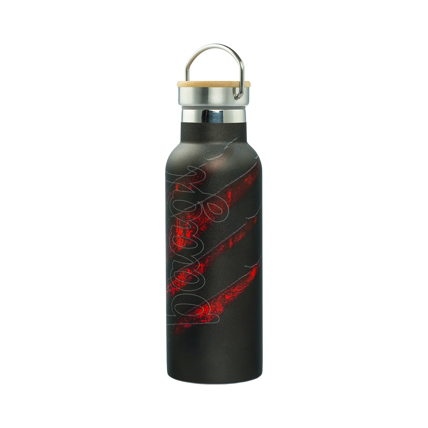 Baagl termofľaša Láva 500 ml s bambusovým viečkom Nerezová, čierna