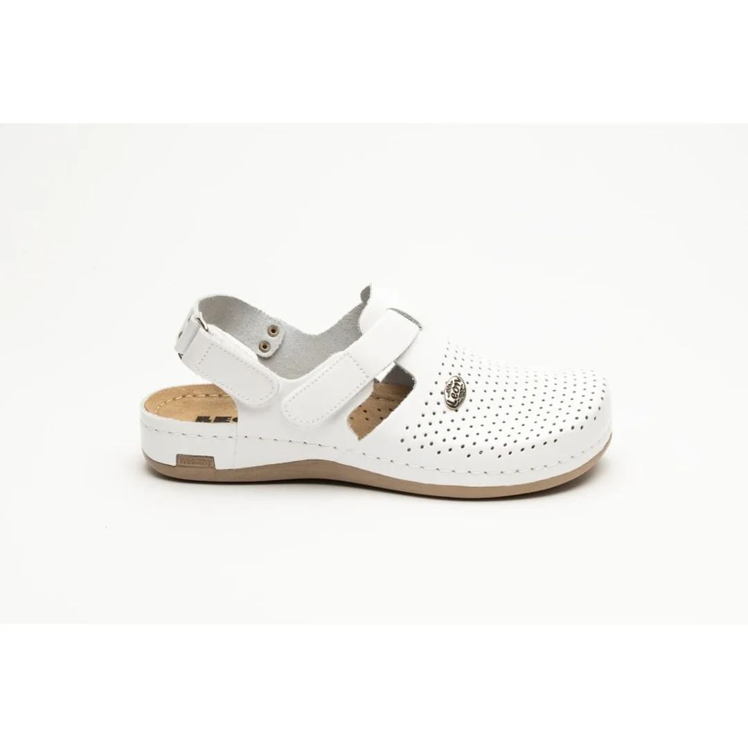 Leon 951Z Dámska pracovná celokožená zdravotná obuv 37 - 24cm, biela, 2,5 cm