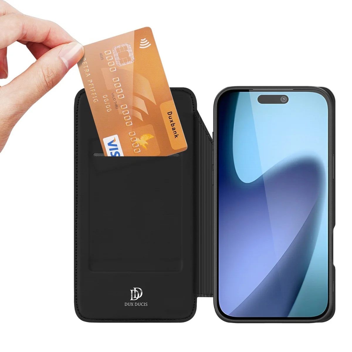 Dux Ducis Skin Pro knižkové puzdro na iPhone 17, čierne