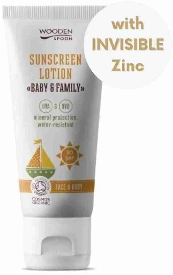 Wooden Spoon Opaľovacie telové mlieko v tube Baby & Family SPF30 100 ml 1×100ml, opaľovacie telové mlieko pre deti