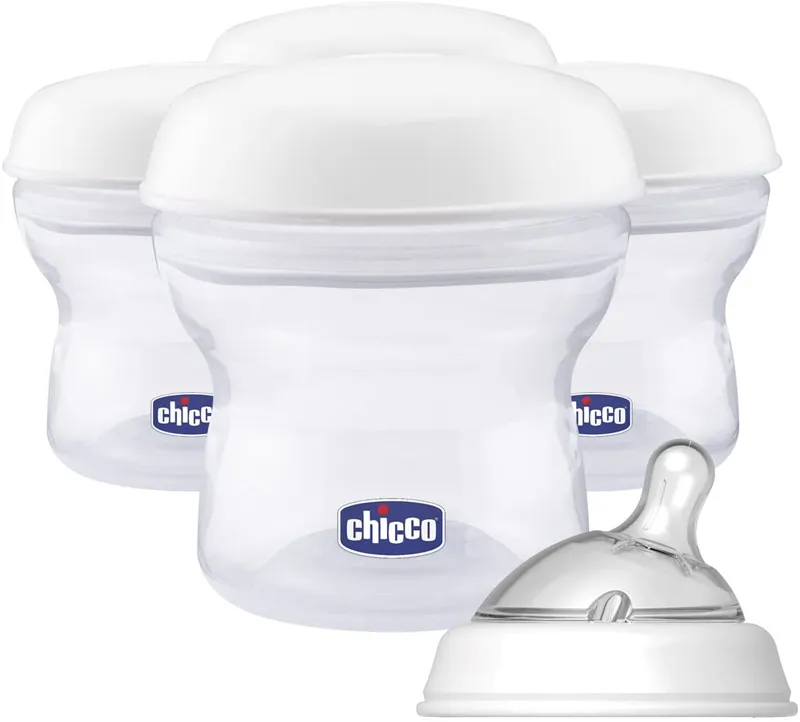 CHICCO Zásobníky viacúčelové na materské mlieko s fľaškovou násadkou Natural Feeling, 4ks 1×4 ks