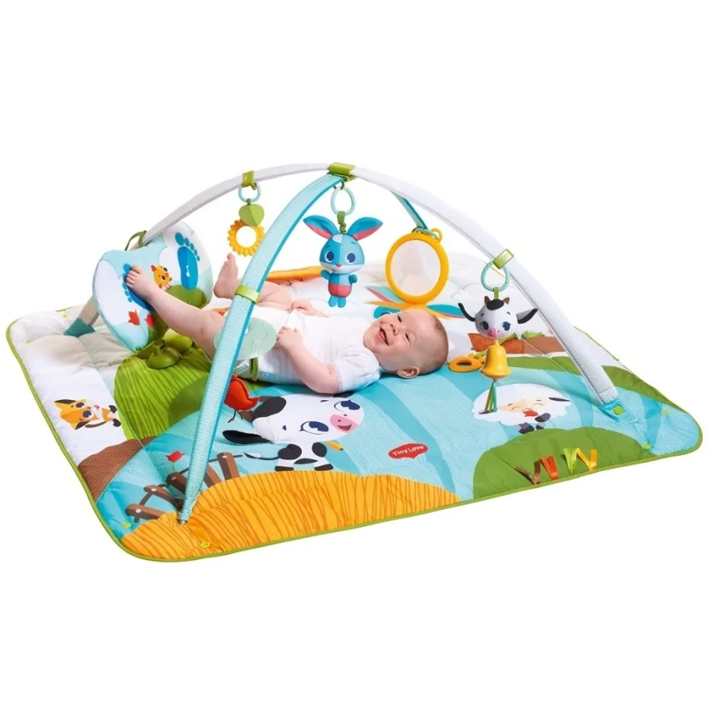Tiny Love Hracia podložka s hrazdou Kick&Play - Farma, 0m+ 