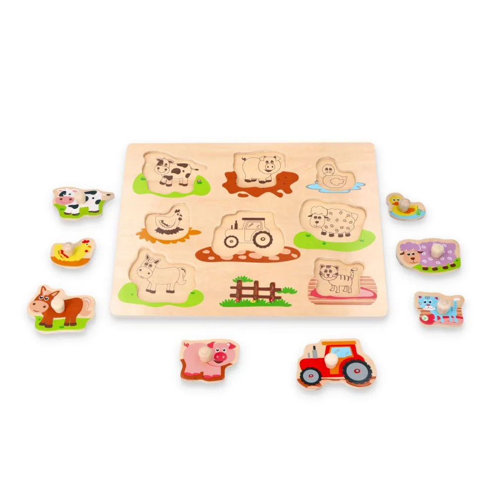 Lelin Edukačný vkladačka, puzzle - Farma s traktorom