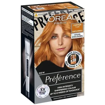 L'Oréal Paris Préférence Vivid Colors permanentná farba na vlasy 1×1 set, Santa Monica - Copper, 60+90+54 ml