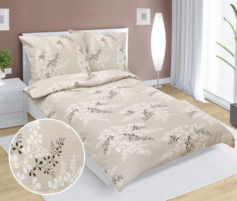 Obliečky krep 80/306 kávová vetvička 140x220, 70x90 1×1 ks, obliečky