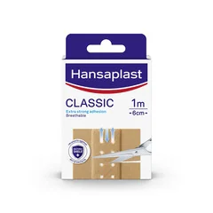 HANSAPLAST 1MX6CM TEXTILNÁ NÁPLASŤ 1×1 ks, náplasť textilná (6cm×1m)