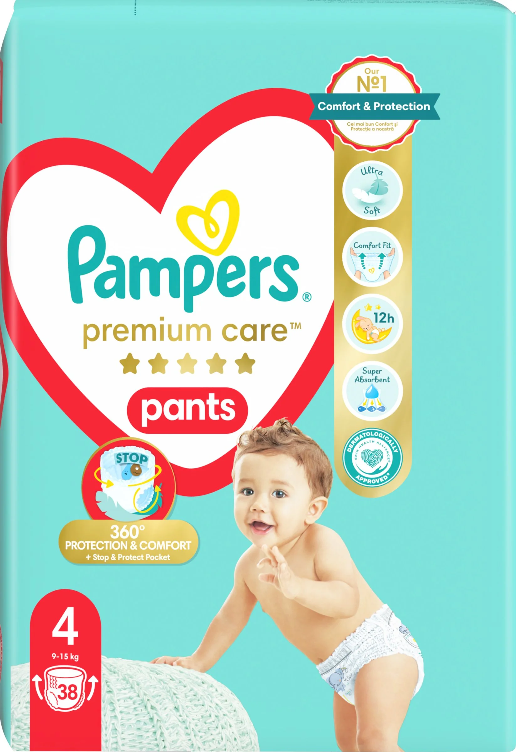 Pampers premium care Pants S4 (9-15kg) 1×38 ks, plienky
