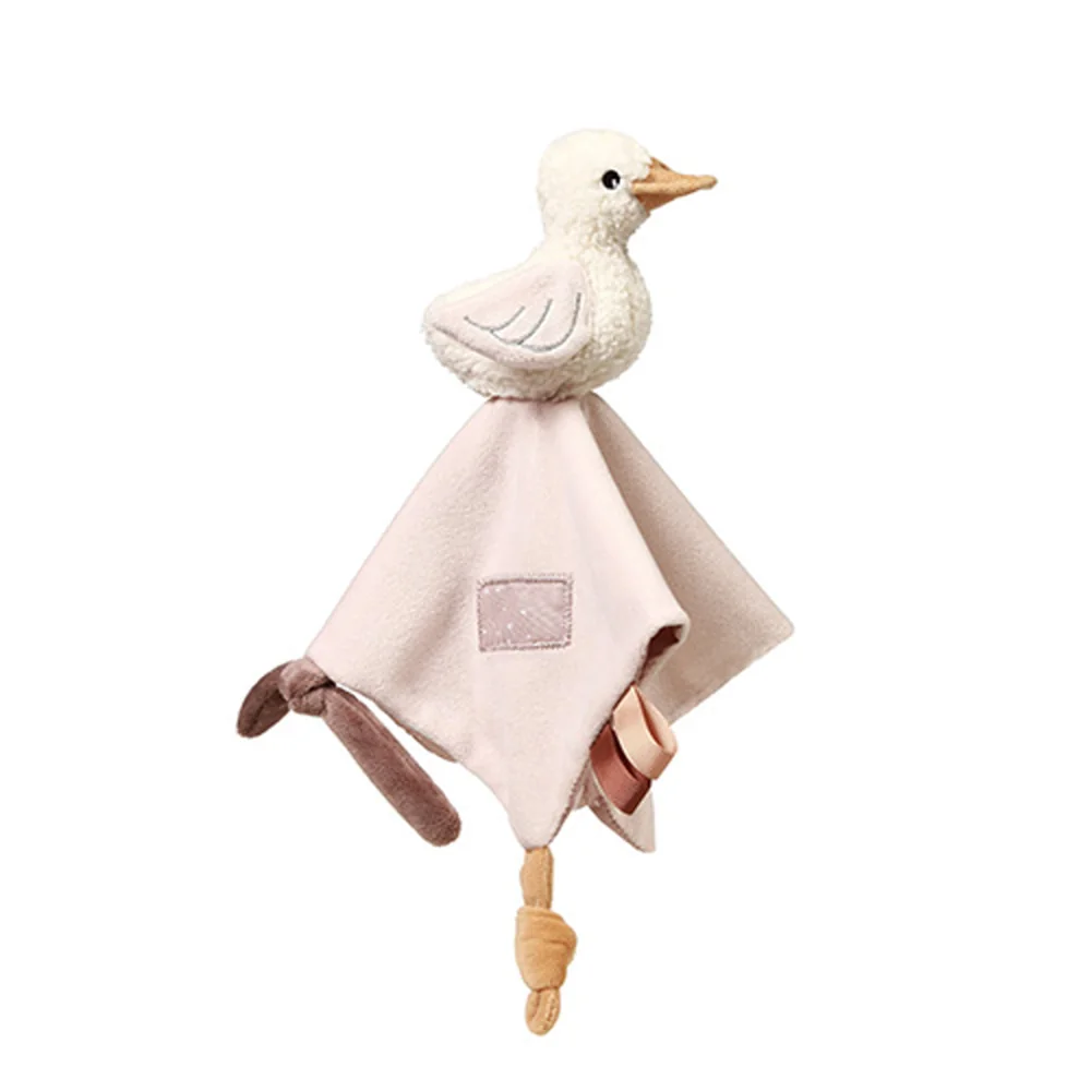 Plyšová hračka/prítulníček GOOSE ZOE držiakom na cumlík, krémový 