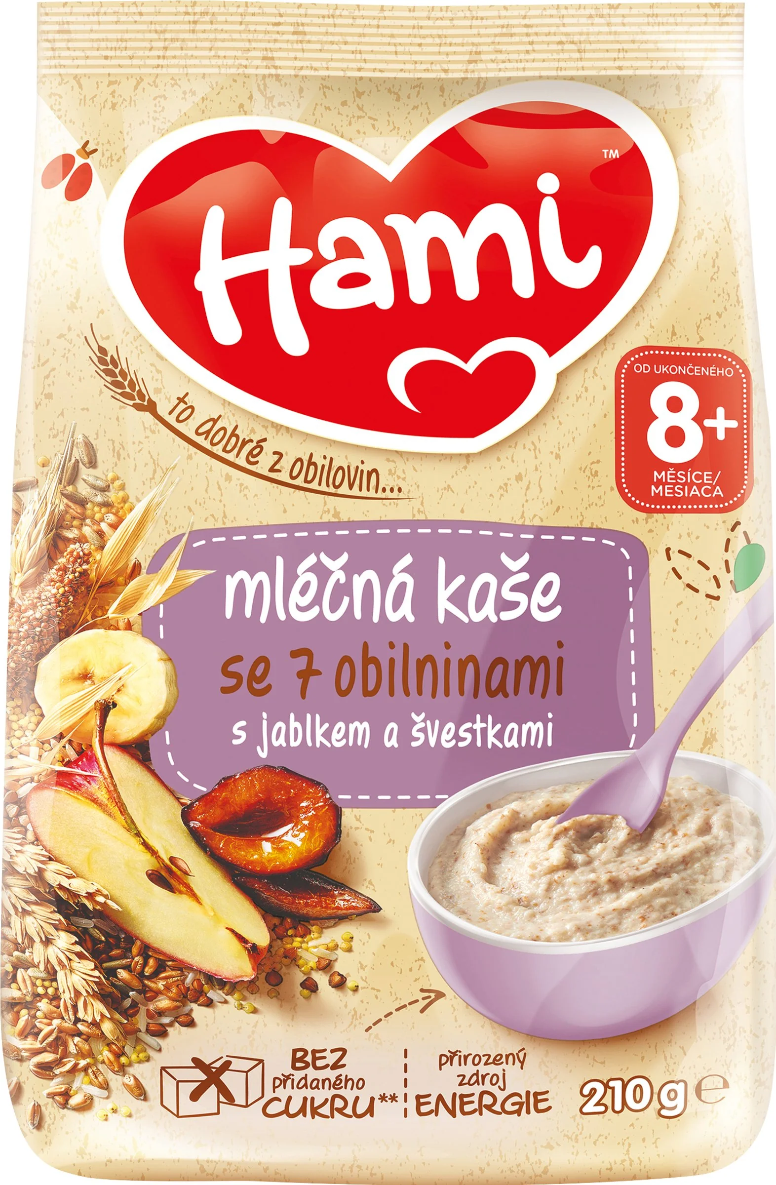 Hami mliečna kaša so 7 obilninami 1×210 g, detský príkrm (od ukonč. 8. mesiaca)