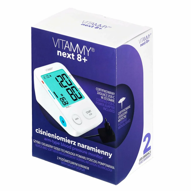 VITAMMY NEXT 8+ ramenný tlakomer s meraním pri nafukovaní a AC adaptérom
