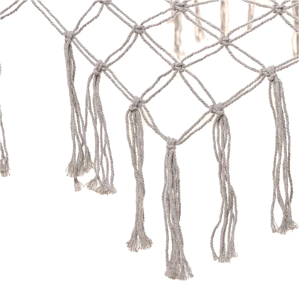 Záhradná hojdacia sieť boho mesh tassel 200 cm sivá