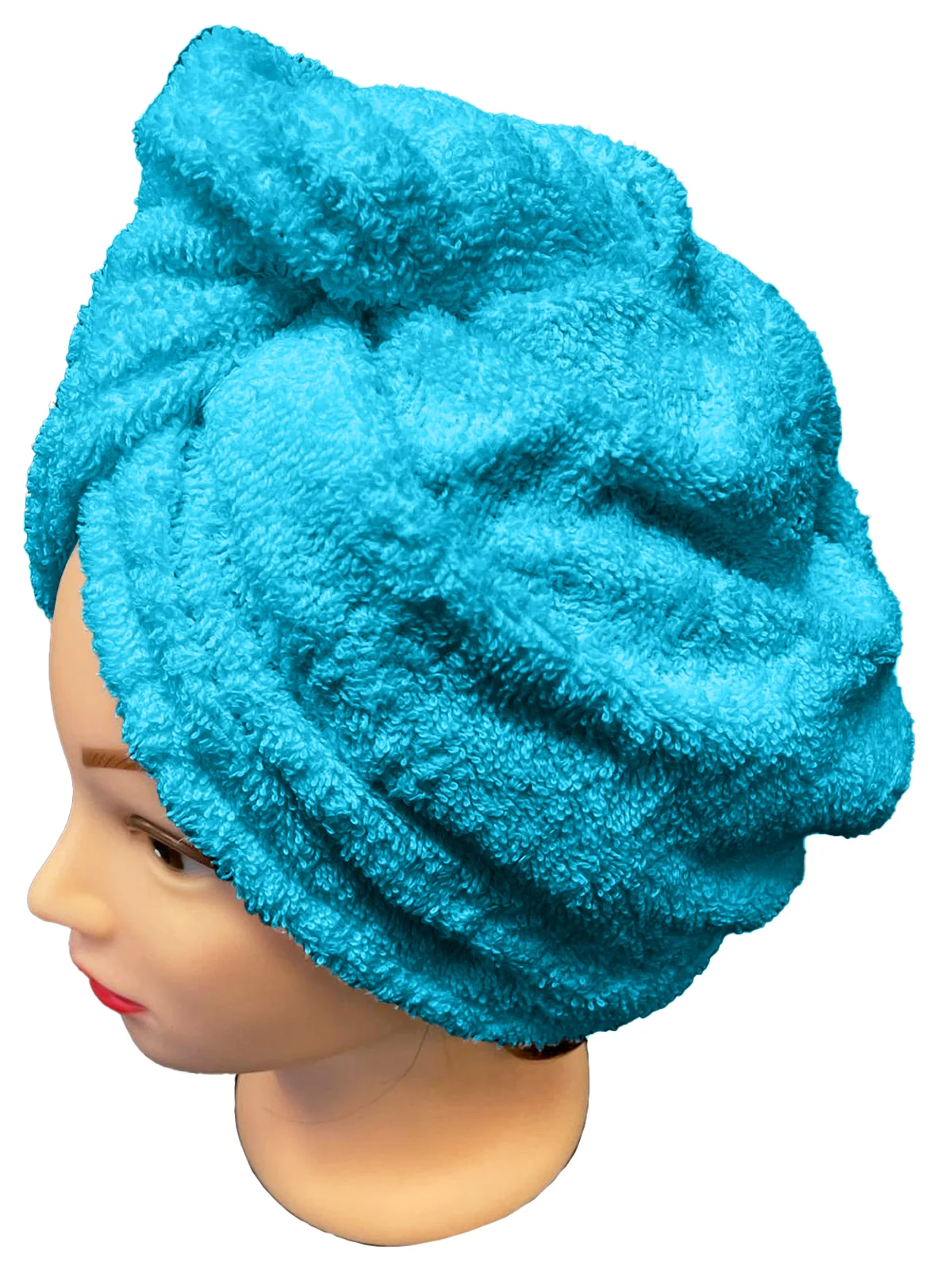 Rýchloschnúci froté turban na vlasy, tyrkysový 