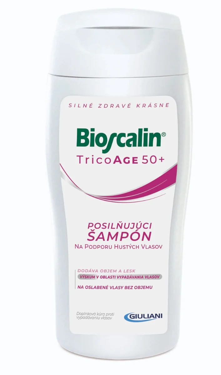 Bioscalin TricoAge 50+ Posilňujúci šampón 1×200 ml, posilňujúci šampón pre podporu hustých vlasov