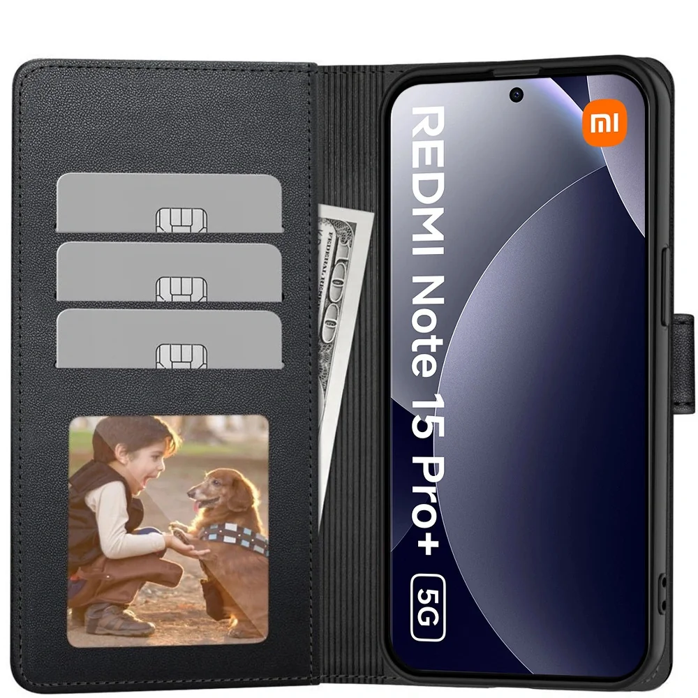 Tech-Protect Wallet knižkové puzdro na Xiaomi Poco M8 Pro / Redmi Note 15 Pro Plus 5G, čierne 15 Pro Plus 5G, čierne