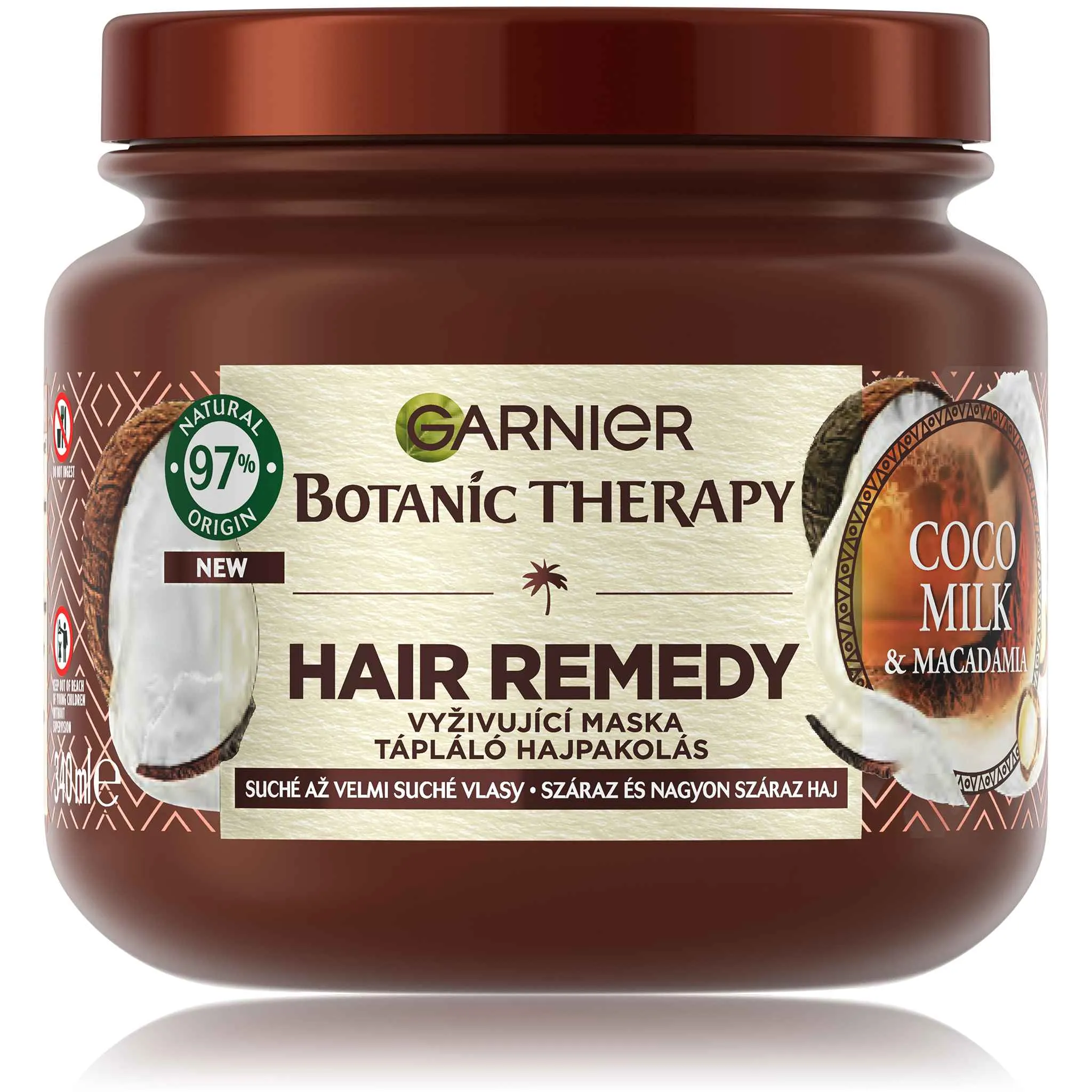 Garnier Botanic Therapy Hair Remedy Coco Milk Macadamia 1×340 ml,  vyživujúca maska na suché vlasy 340 ml