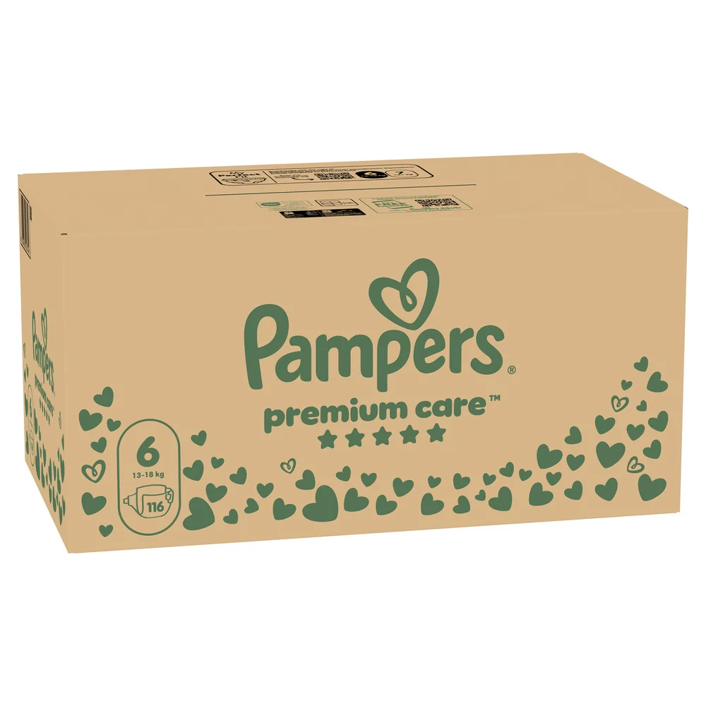 Pampers Premium Care detské plienky veľkosť 6, 13kg-18kg 116 ks