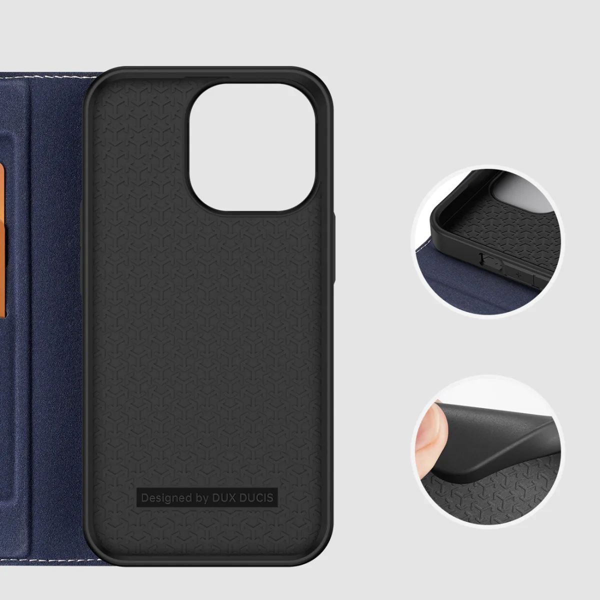 Dux Ducis Skin X2 knižkové kožené puzdro na iPhone 14 Pro Max, modré
