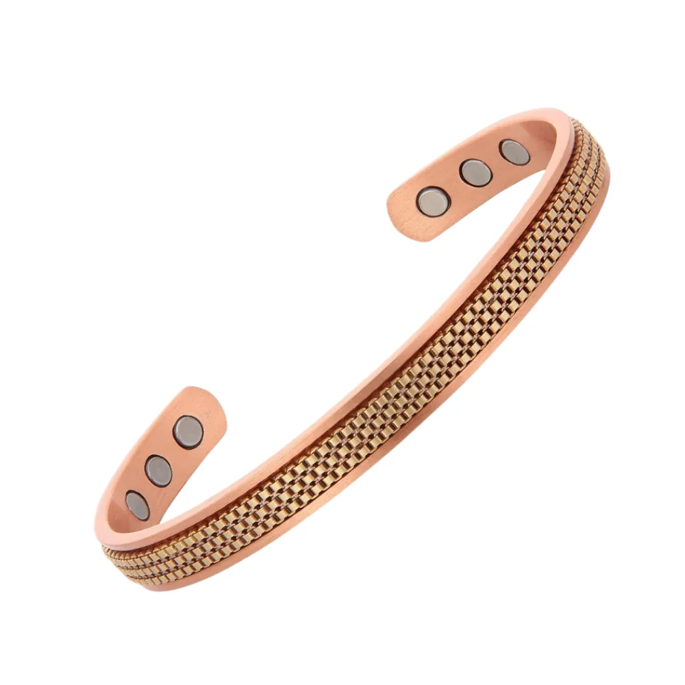 Medený náramok so 6 magnetmi – 18,5 cm (širšie zápästie / Ø 8 cm) 1ks