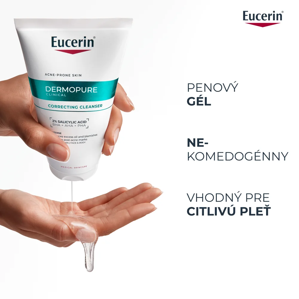 Eucerin DERMOPURE CLINICAL Exfoliačný čistiaci gél na tvár na tvár & telo 150 ml