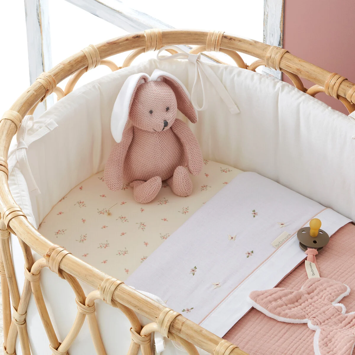 Darčekový set BIMBIDREAMS - ružová pletená deka so zajkom 