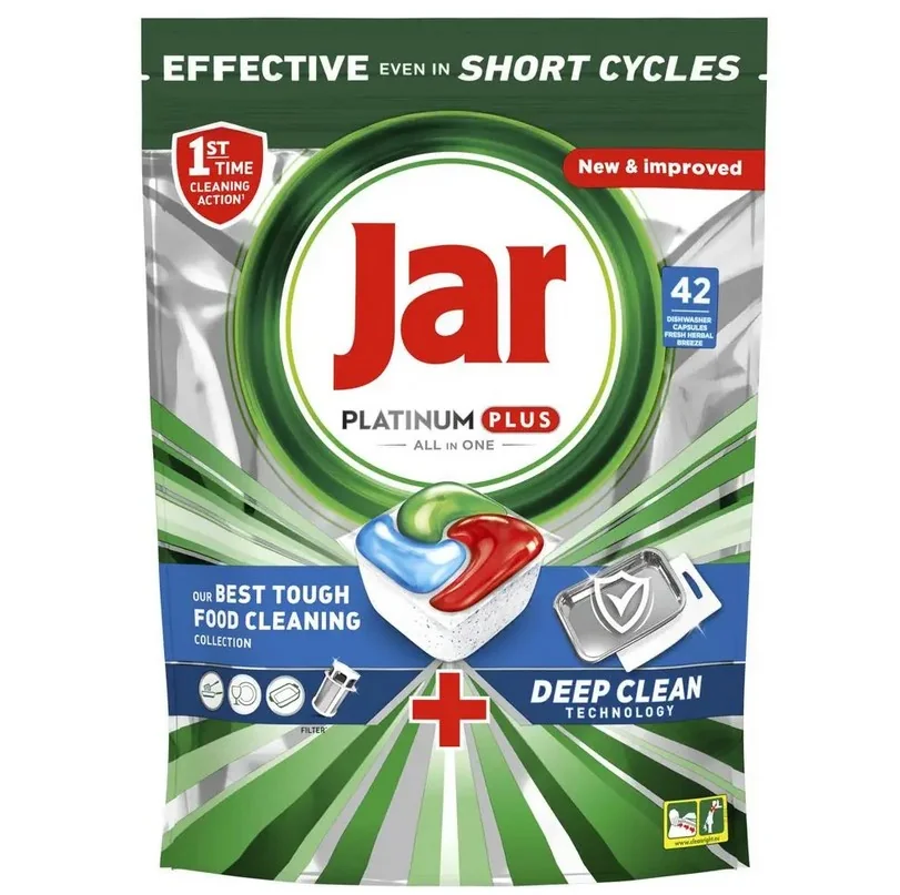 Jar Platinum Plus All In One Kapsuly Do Umývačky Riadu, Fresh Herbal Breeze, 42 Kapsúl 1×42, Kapsuly Do Umývačky Riadu
